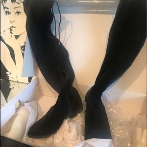 Nine West suede over the knee one inch flat boots